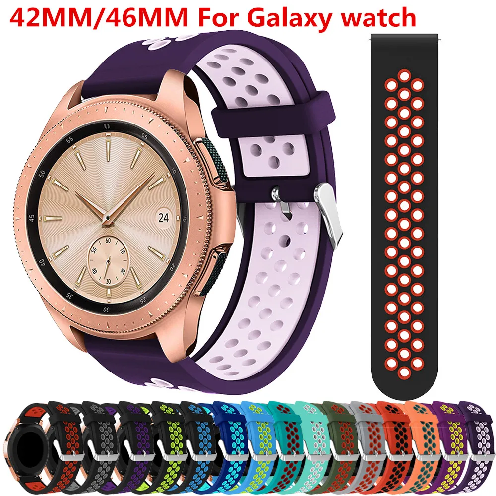 Nyaste för Samsung Galaxy Watch 46mm Armband Tillbehör 20/22mm Silikonrem för Samsung Galaxy Watch 42mm Smart Watch Band