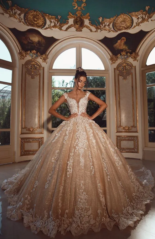 champagne bridal dress