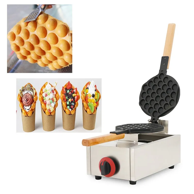 Gas HongKong QQ Egg Waffle Maker Ice Cream Bubble Waffle Machine Puff