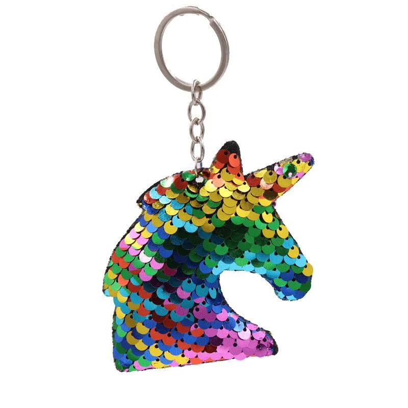 Cute Unicorn Keychain Glitter Pompom Sequins Key Ring Gifts For Guest Women Wedding Souvenir Car Bag Accessories Key Chain242H