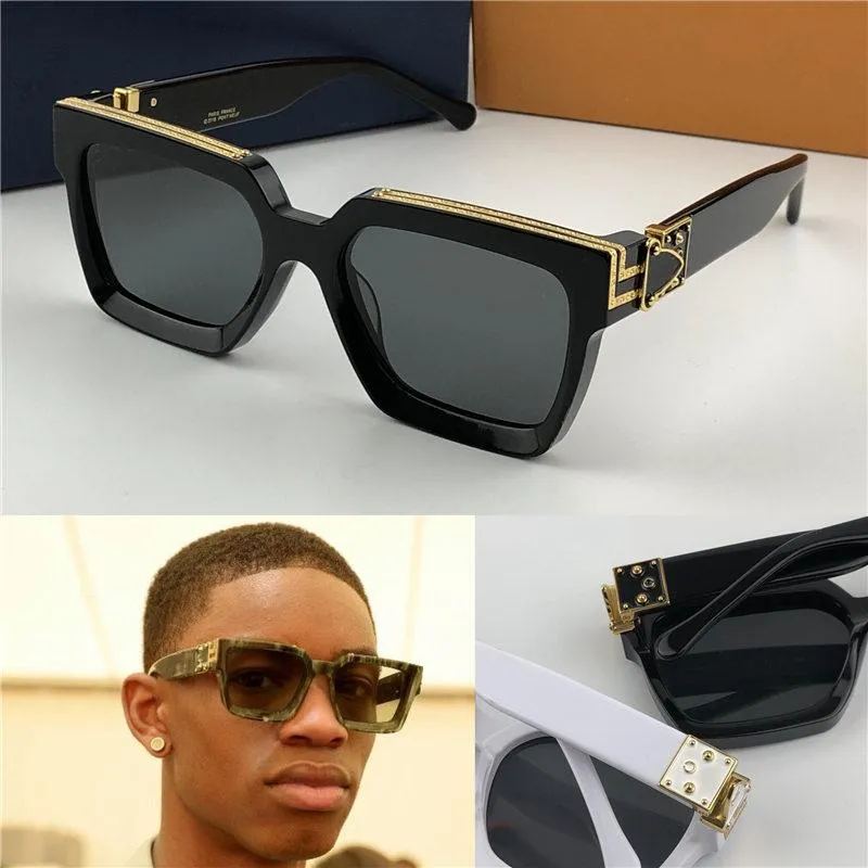 2020 Nya män Märke Designer Solglasögon 96006 Millionaire Square Frame Vintage Shiny Gold Summer UV400 Lens Style Laser Logo Toppkvalitet 1165