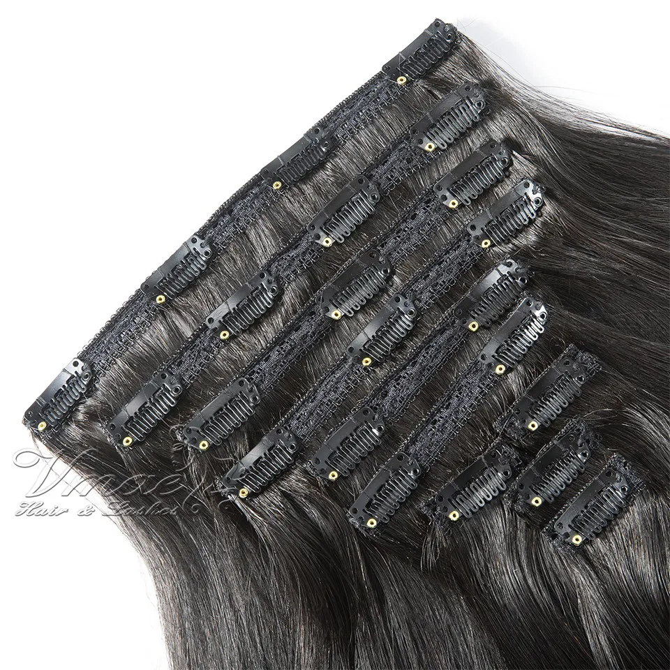 VMAE cabelo humano europeu de 100% para as mulheres 100g de seda marrom dourado reta # 613 clipe Natural cor loira em extensões