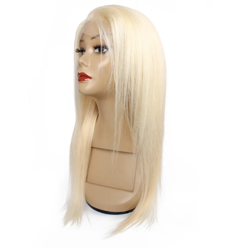 13x4 Lace Frontal Wig #613 Color Bleach Blonde 26 Inch Remy Brazilian Human Hair Wigs Straight HD Lace with Baby Hair2747