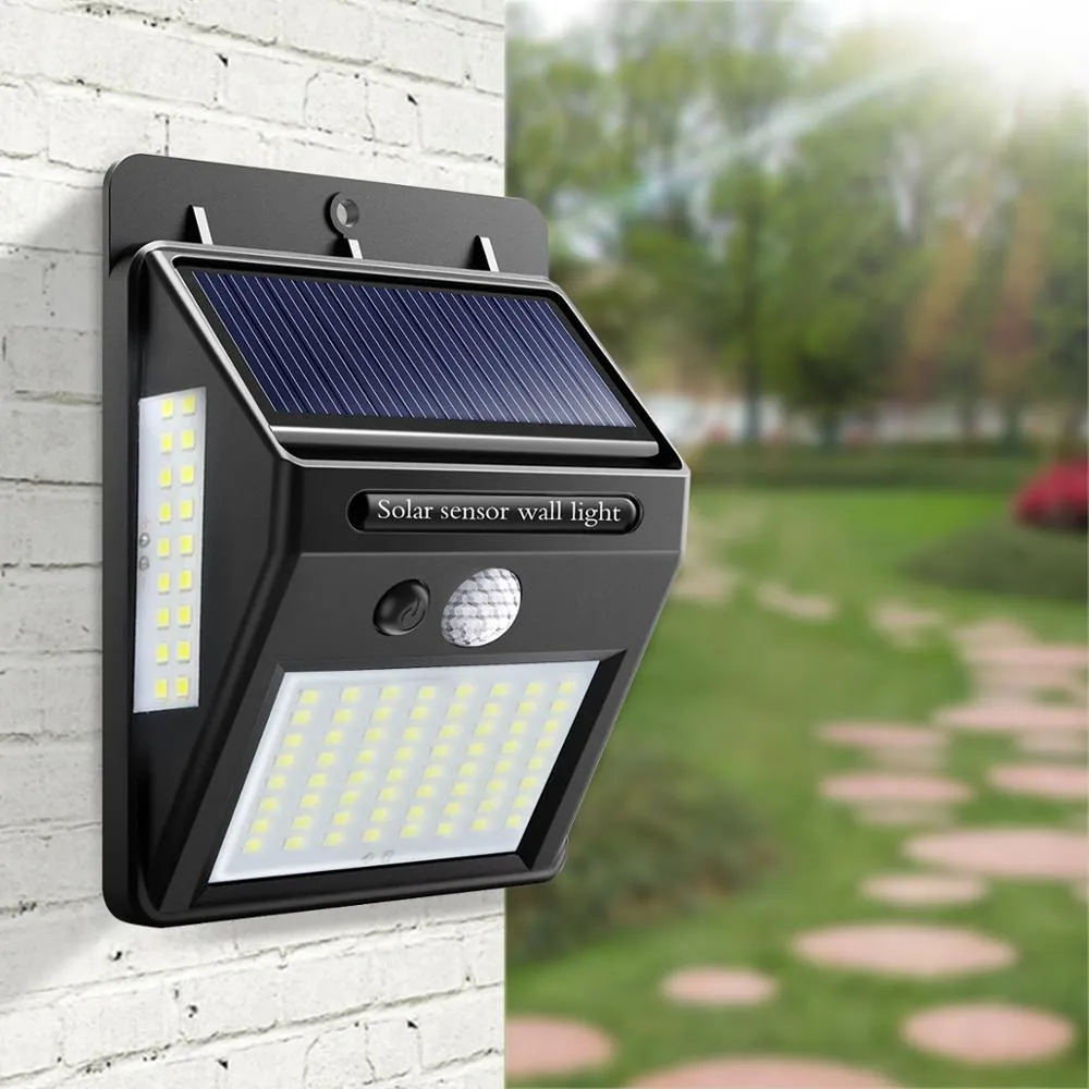 333 LED al aire libre luces solares sensor de movimiento potente lámpara  LED proyector luz solar energía impermeable para exterior jardín decoración  de la pared