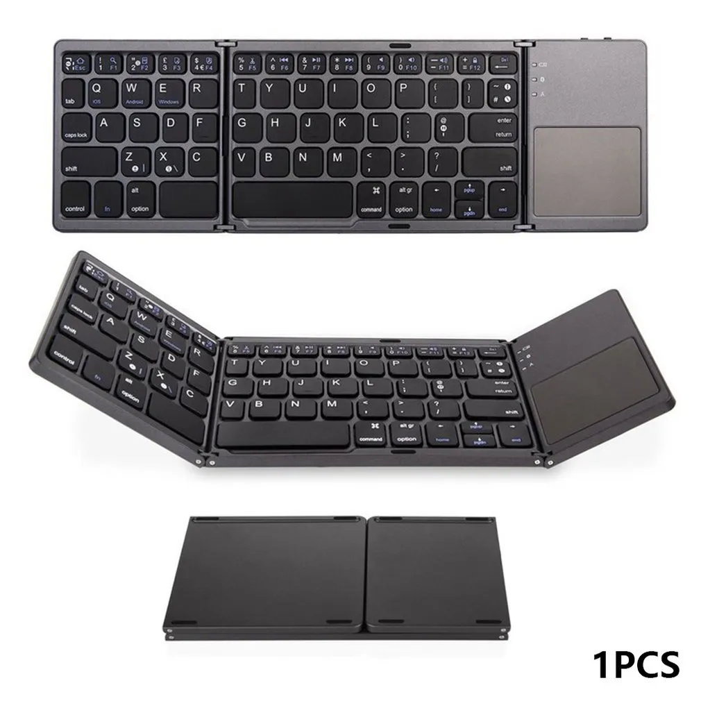 Mini Bluetooth Folding Keyboard With Touchpad Wireless Foldable Keyboard Three Folding Gaming Keys board For mobile Phone Tablet PC Laptop