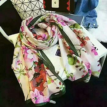 Hoge kwaliteit 100% zijden sjaal mode print patroon dameskraag 180 * 90cm shawl designer sjaals met doos