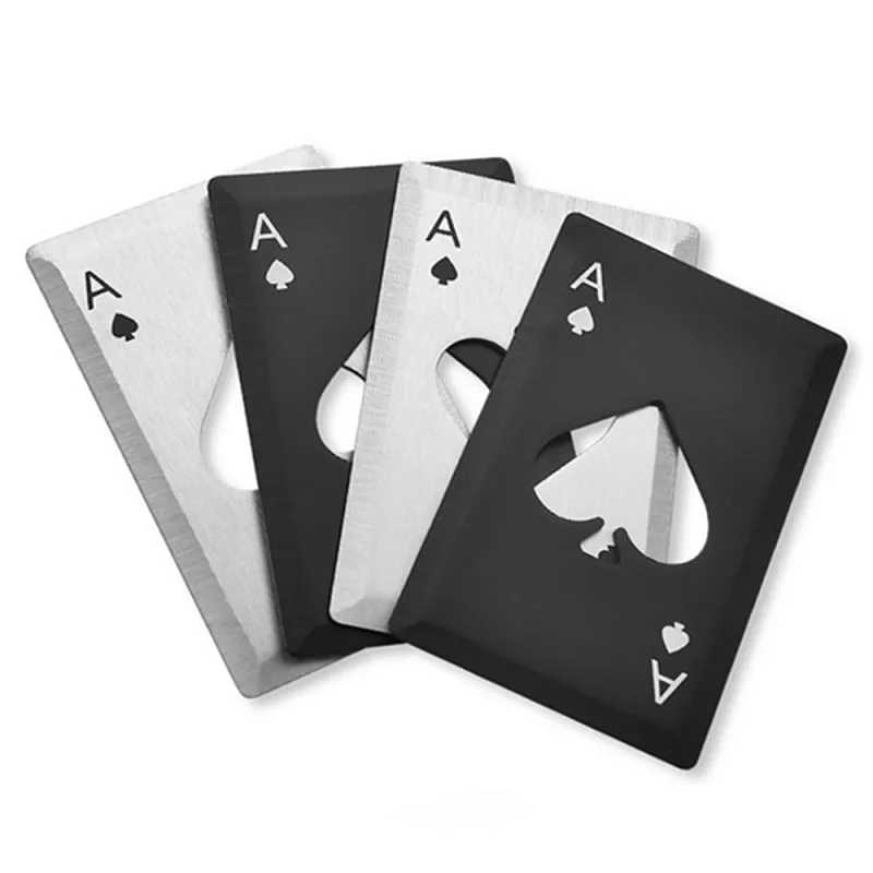 Clephan Poker Card Opener Black Sier Rostfritt stål Ölkasinoflasköppnare Kök Bar gåvor Verktyg