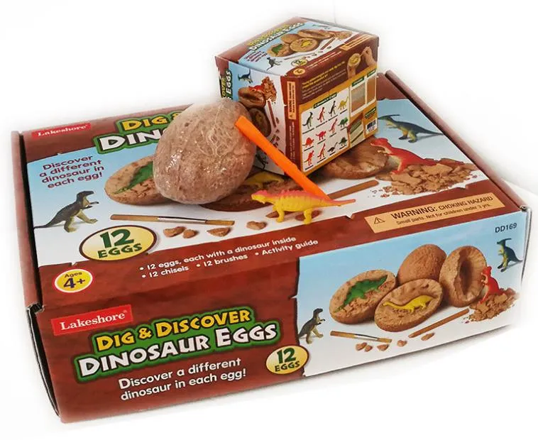 Dig Discover Dino Egg Excavation Toy Kit Unique Dinosaur Eggs Easter Archaeology Science Gift Dinosaur Party Favors for Kids 12 models