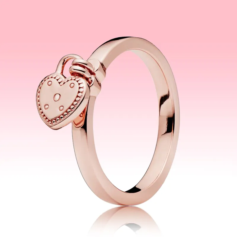 ANEL DE CASAMENTO banhado a ouro rosa 18K Love hearts pingente Anéis com caixa original para Pandora 925 Anel de prata para mulheres e meninas, joias de presente