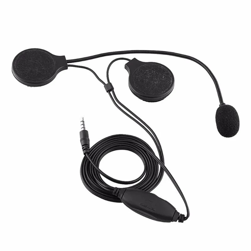 Motorcykelhjälm hörlurar Stereo-headset Ring 3,5 mm jack-plug justerbar mikrofon för mp3