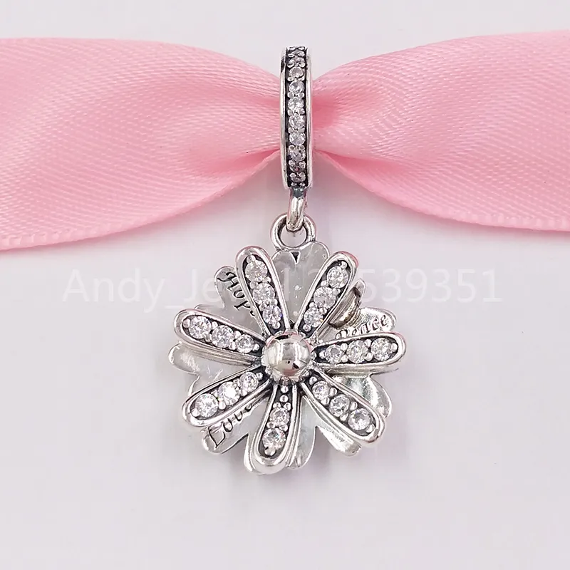 Andy Jewel Authentic 925 Sterling Silver Beads Sparkling Daisy Flower Dange Charm Charms past Europese Pandora -stijl sieraden armbanden ketting 7988