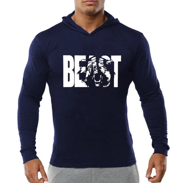 2019 The Beast Gym Sudaderas manga larga Sudadera Casual Workout FitnessT-Shirt Gym Hoodies largas