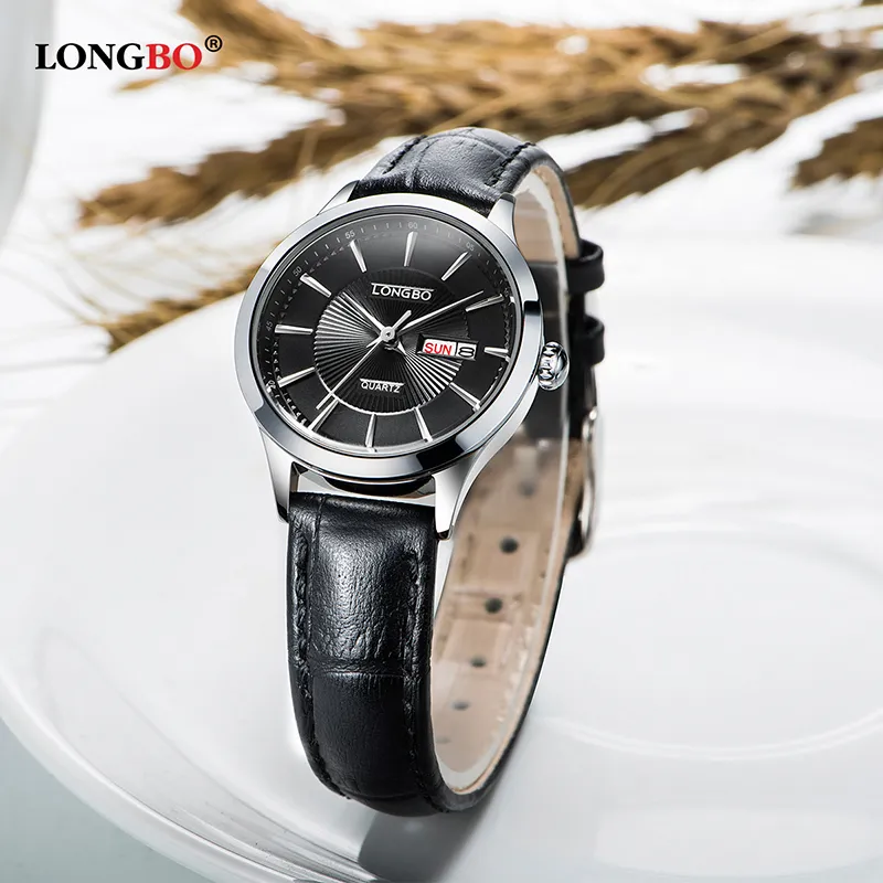 LONGBO Luxe Quartz Horloge Casual Mode Lederen Band Horloges Mannen Vrouwen Paar Horloge Sport Analoog Horloge Gift 5021218B