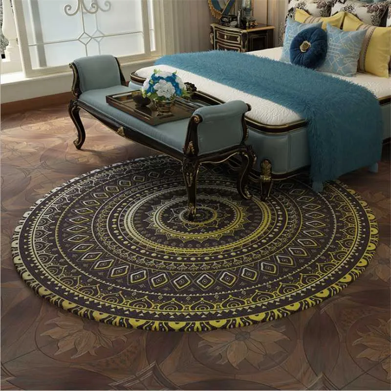 AOVOL vintage etnische wind bohemien ronde tapijten voor woonkamer slaapkamer tapijten voelen comfortabele en zachte vloermatten