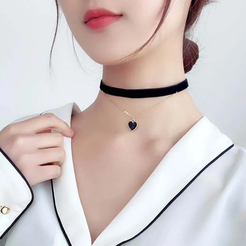 schattige rood hart ketting temperament mode sexy vrouwen choker accessoires sleutelbeen ketting sieraden chokers drop schip