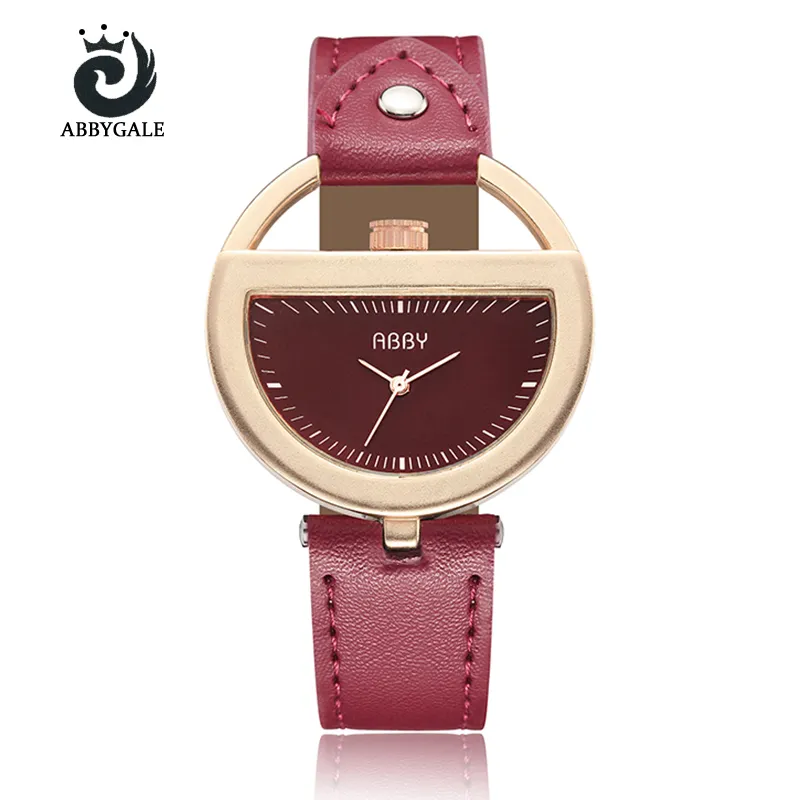 Unik Semi Circle Watch Womens Fashion Hollow Creative Ladies Armbandsur Armband Red Relogio Feminino 2018 Vintage Reloj Mujer