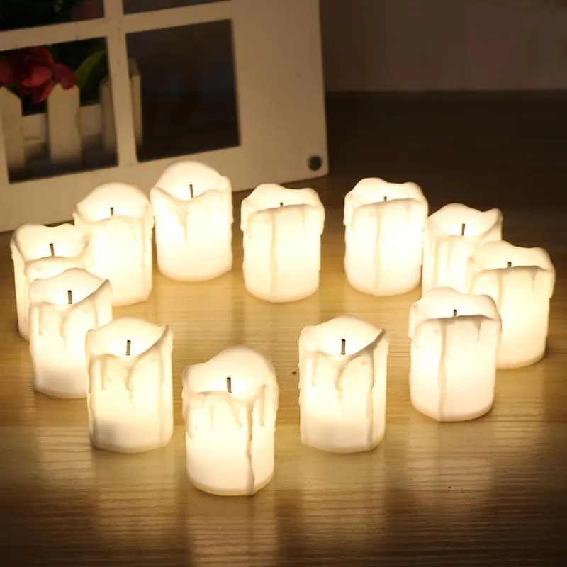 12 Stück/Set Halloween-LED-Kerzen, flammenlose Timer-Kerze, Teelichter, batteriebetriebene elektrische Lichter, flackerndes Teelicht für Hochzeit, Geburtstag