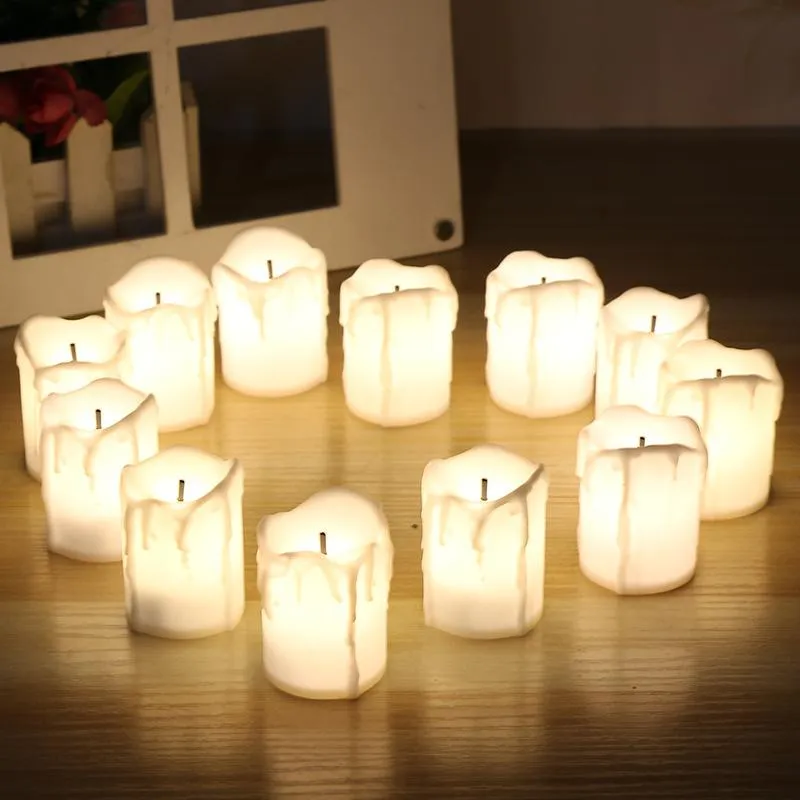 12 sztuk / zestaw Halloween Led Świece Bezpłomieniowe Timer Świeca Tealights Urządzenie baterii Elektryczne światła migotania tealight na urodziny weselne