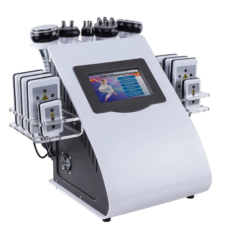 Hoge kwaliteit 40k ultrasone liposuctuele cavitatie 8 pads lipo laser vacuüm rf huidverzorging salon spa afslank machine