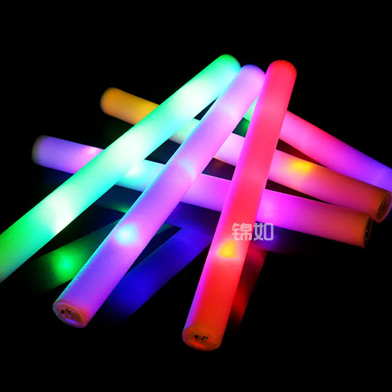 Groothandel Luminous Sponge Stick Concert Ondersteuning Spons Fluorescerende kleurrijke LED Nightlight Rod Flash -schuimstaaf