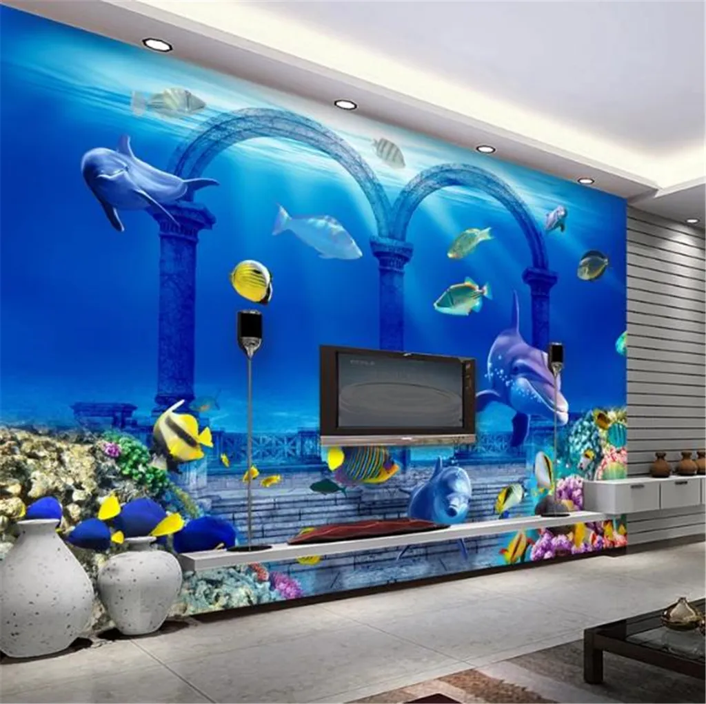 Custom Photo 3d Wallpaper Underwater World Underwater Palace 3D Indoor TV Background Wall Decoration Mural Wallpaper