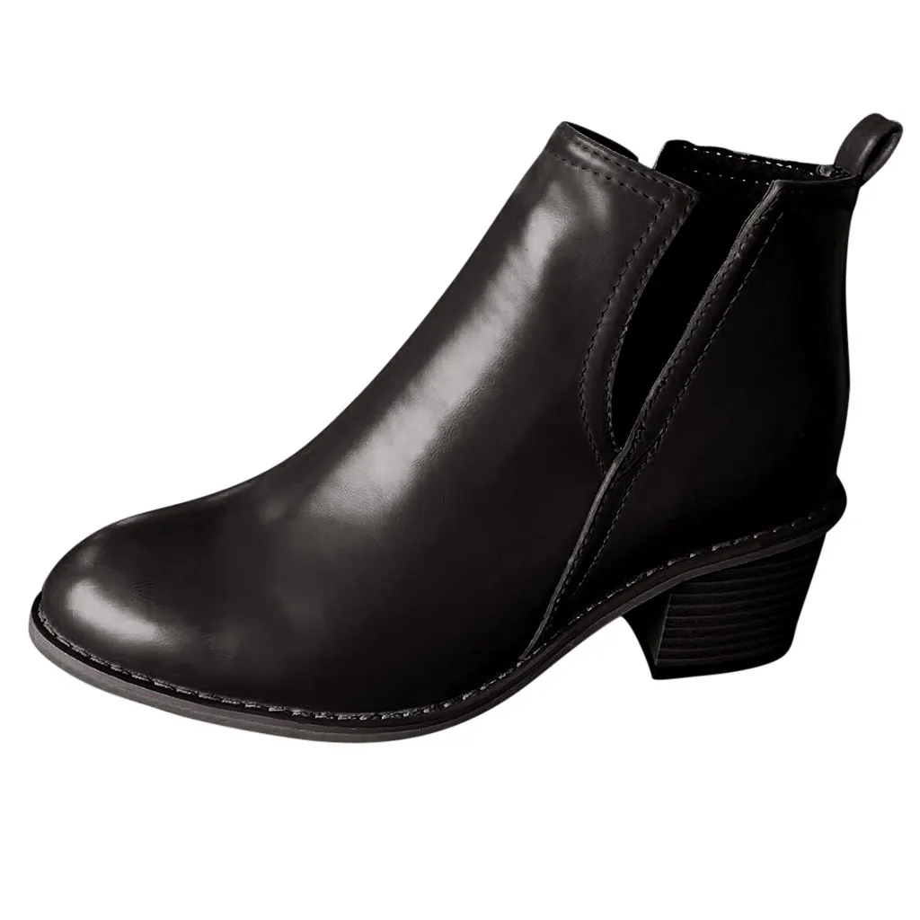 Hot Sale Womens Side Cut Booties Fashion Square Heel Shoes Waterproof Ankle Boots Side Hollow Ladies Shoe Slip On Winter Women Shoes From 35 89 DHgate