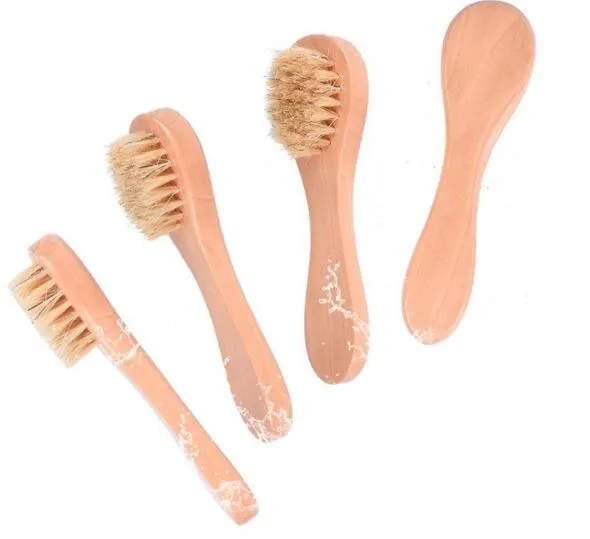 100pcs Natural Boar Bristles Facial Brush Dry Skin Bath Spa Brush Remove Dead Skin Rub Face Nail Brush