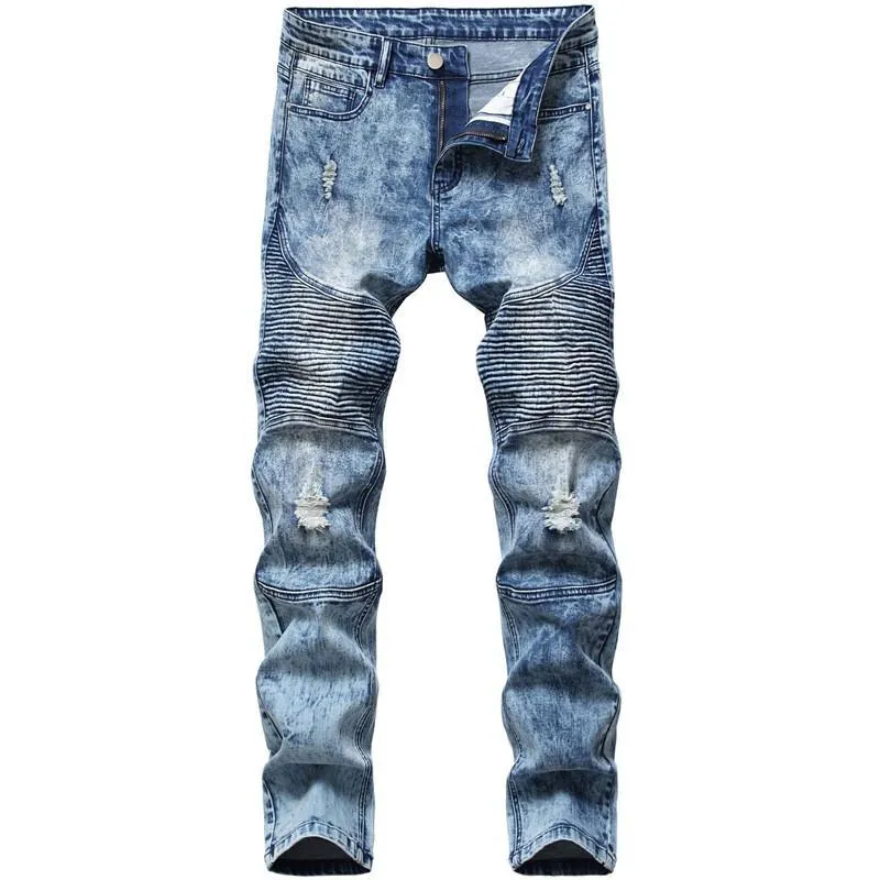 21cc Mens Distressed Ripped Skinny Jeans Fashion Men Jeans Slim Motorcycle Moto Biker Causal Mens Denim Pants Hip Hop Men Jeans187K