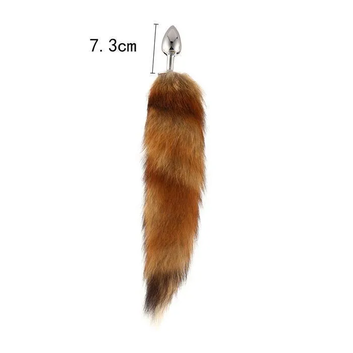 Plug anal en métal pour adulte avec queue de renard en cristal véritable, jouet sexuel érotique pour couple_voghion.com
