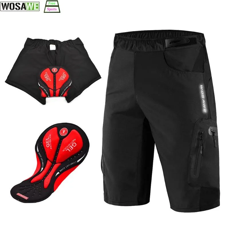 WOSAWE – short de cyclisme pour hommes, coupe ample, rembourré en 3D, pour Sports de plein air, vélo de descente, vtt, Motocross