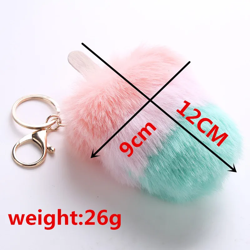 Newest Multi Color Fur Pom Pom Ice Cream Fluffy Keychain Popsicle Key Ring  Creative Gift For Women From Frank001, $1.11