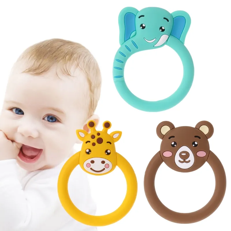 Wholesale bebê silicone teether chupeta desenhos animados dentição de enfermagem silicone BPA grátis colar brinquedos fofo animal teether