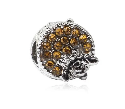 Pans Pandora Armband 30st Bee Honeycomb Crystal Silver Charms Bead Charm Pärlor för Partihandel DIY European Sterling Halsband Smycken