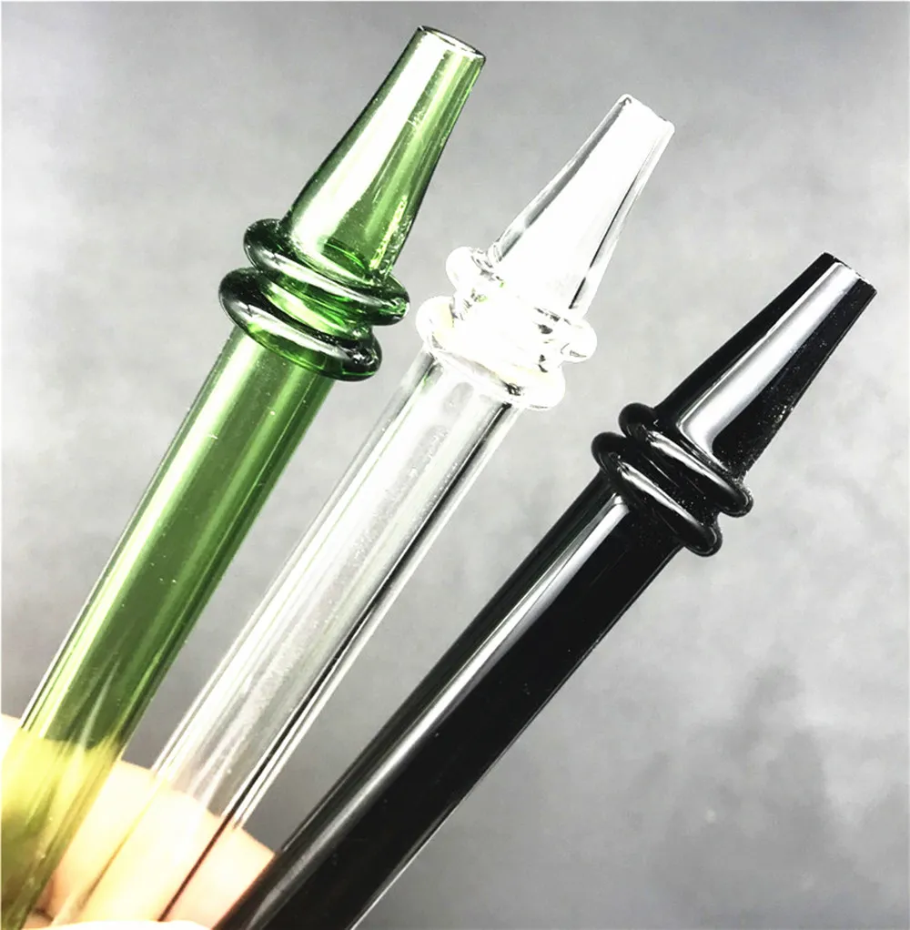 New Mini NC Pyrex Glass Oil Burner Pipes Style Collectors Straight Tube Quartz Mouth Piece Dab Straw