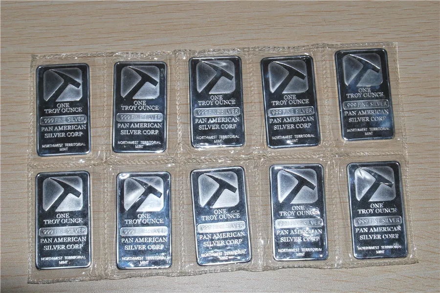 Gratis frakt 50PCS / Lot, Pan American Silver Corp 1 Troy uns silverbarer