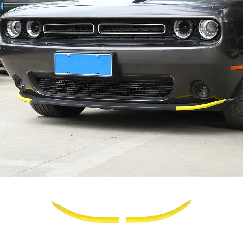 Dodge Challenger 15+外装アクセサリーのための黄色のフロントバンパーリップカバートリムスタイリングフレームベゼル