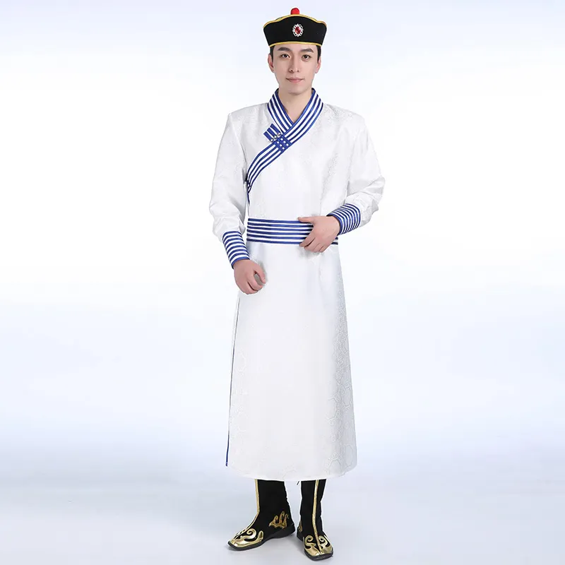 男性の伝統的なモンゴルの服刺繍Dobe Nationalスタイル高級祭りステージ着品パーティーガウン男性アジア衣装