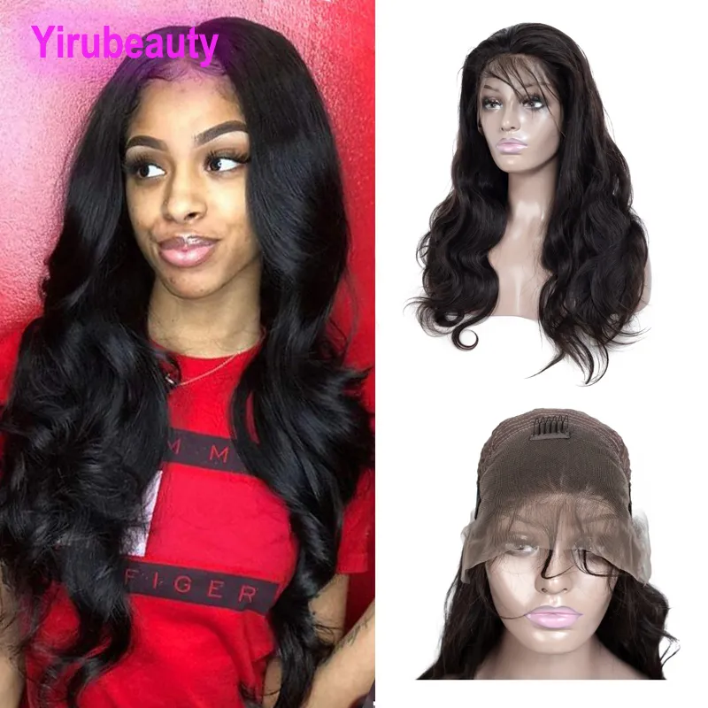 Indian Raw Human Virgin Hair 13 by 4 Lace Front Wigs Natural Color Body Wave 10-32 tum grossist Yirubeauty