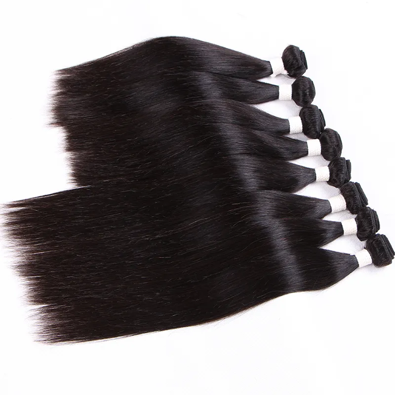 Elibess varumärke 8a 100 mänskligt hår 80g bunt silkes rak våg med dubbel inslag naturlig färg 5 st mycket gratis DHL