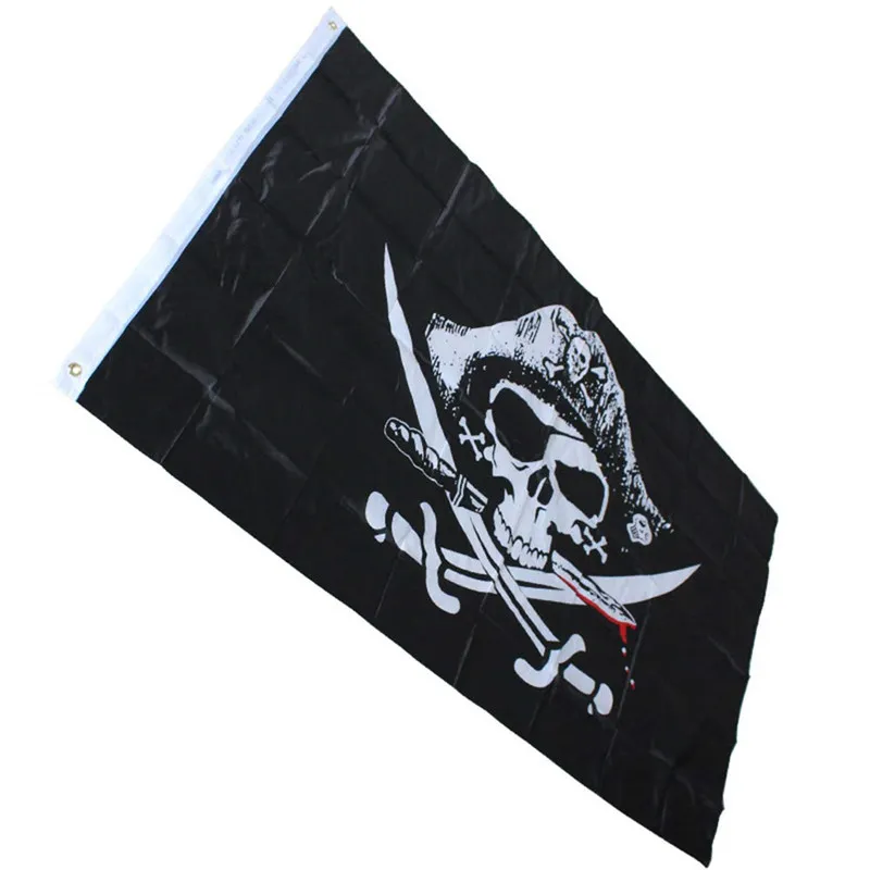 Drapeaux de pirate Roger créatifs, avec tête de mort et os croisés, décoration de sabres, 3x5 pieds