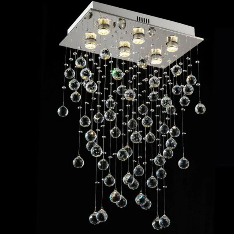 현대 직사각형 천장 조명 다이닝 룸 매달려 크리스탈 램프 럭셔리 부엌 섬 LED 크리스털 lustres GU10 90-265V