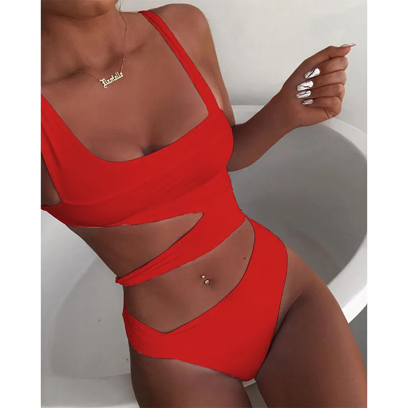 Maillot de bain une pièce blanc, Sexy, découpé, Push Up, vêtements de plage, pour femmes, S6