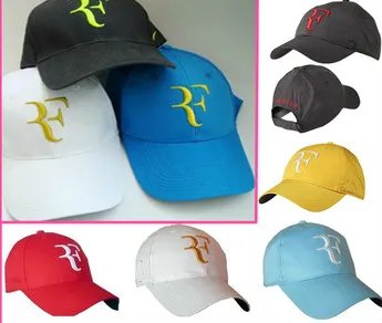 Groothandel-borduurwerk nieuwste mannen en vrouwen Roger Federer RF hybride hoed tennisracket hoed cap tennis racket