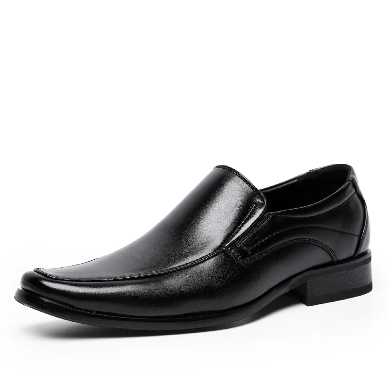 Mode italienne hommes noir marron chaussures habillées en cuir sans lacet homme costume formel chaussures avec boucle 2019
