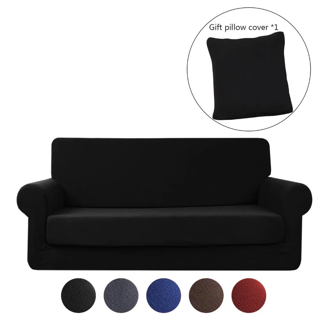 Stretch Sofa Slipcover 2-Piece Sofa Cover Furniture Protector Couch Micro Fiber Super Soft Sturdy with Elastic Bottom268N