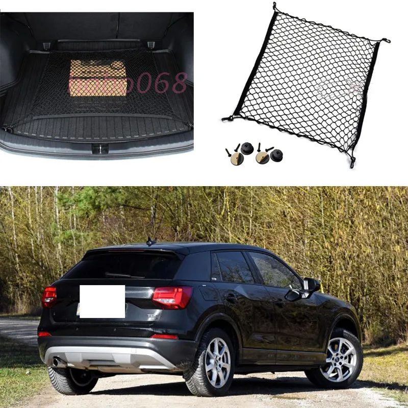 For AUDI Q2 Car Auto model Black Rear Trunk Cargo Organizer Storage Nylon Plain Vertical Seat Net