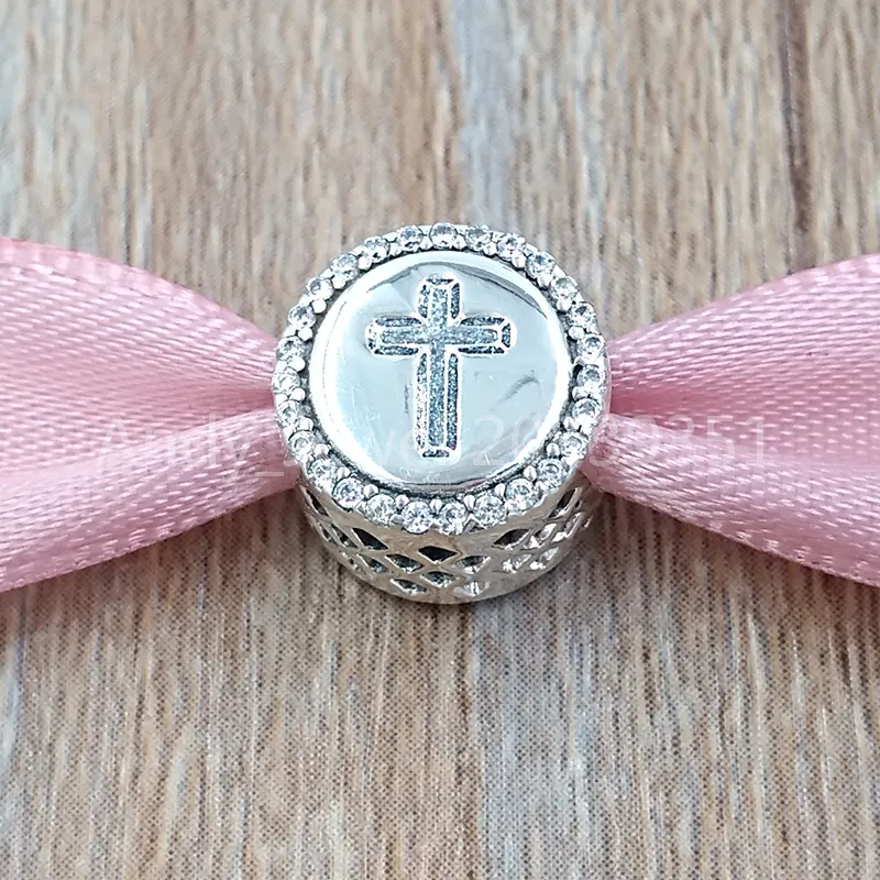 Andy Jewel Authentic 925 srebrne koraliki wiara cross urok pasuje do europejskiego pandora w stylu biżuterii