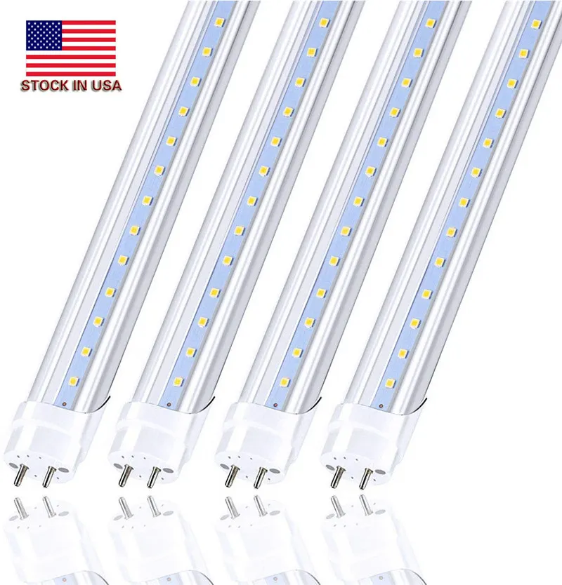 Estoque em US + 4 pés levou tubo 22W 28W ilumina 1.200 milímetros quatro pés SMD2835 96pcs / 192pcs Super Bright LED bulbos fluorescentes AC85-265V UL