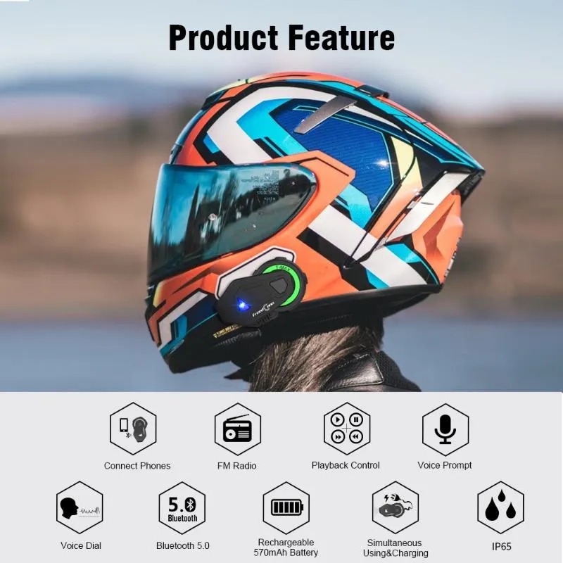 Kit llamada inalámbrica para casco de moto con auriculares Bluetooth  Impermeable