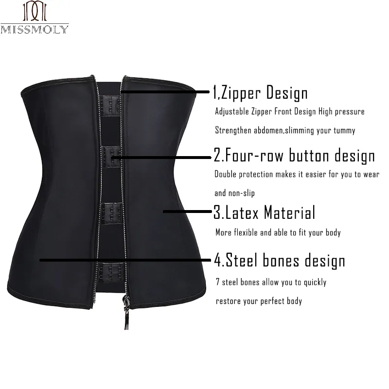 Miss Moly Womens Waist Trainer Lower Stomach Corset Top With